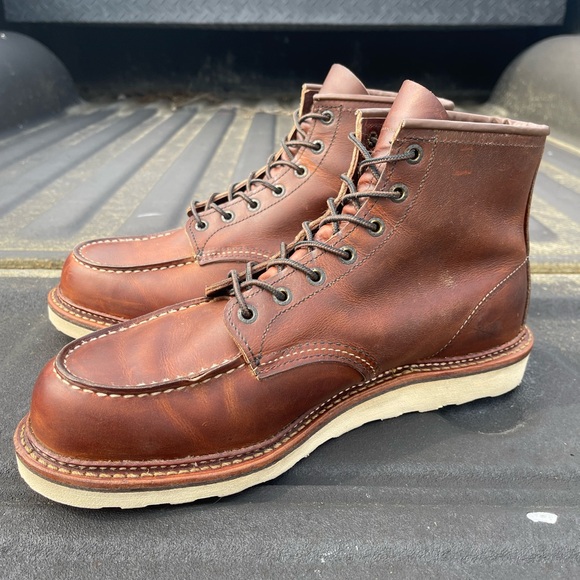 Red Wing Heritage Moc Toe 1907 Copper Rough & Tough Leather Wedge Boot Size 12 D - Picture 4 of 9